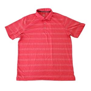 Puma Dry Cell Mens Golf Polo Large Pink Striped Lightweight